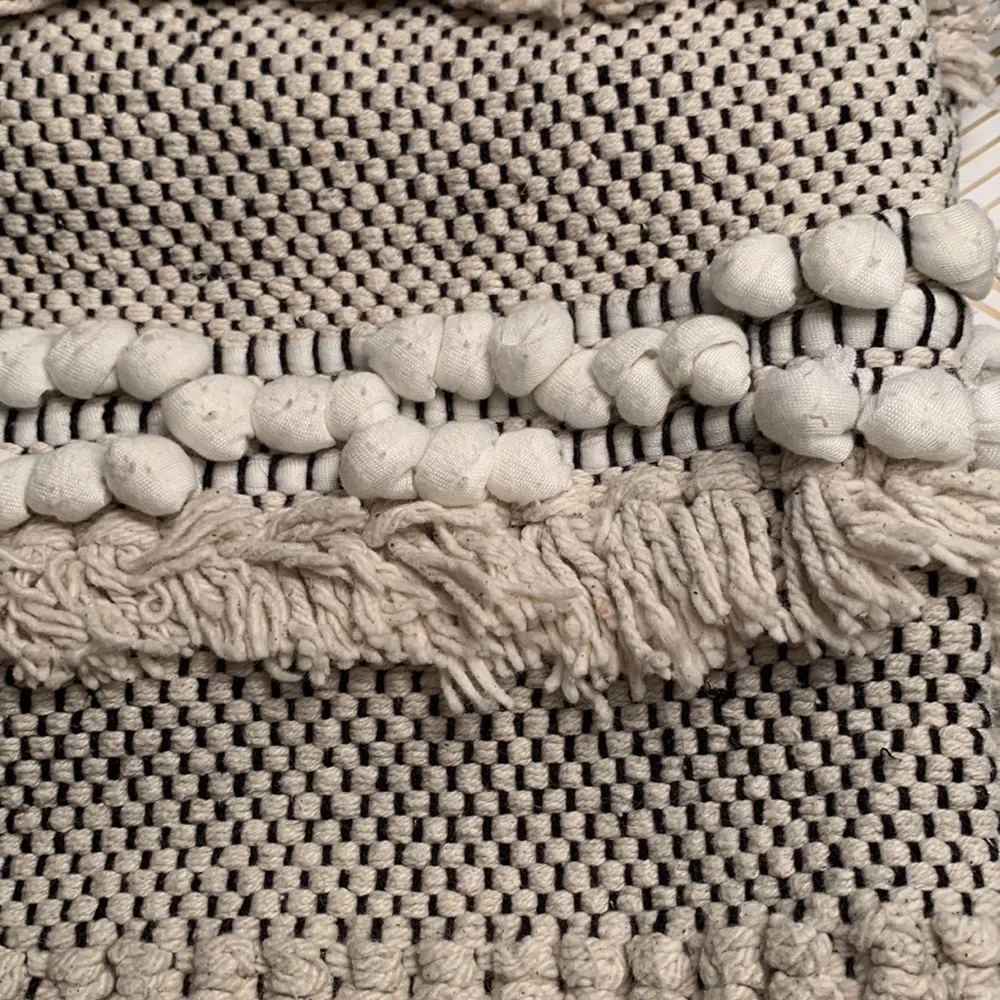 Boho Style Accent Beige & Black Woven Pillow Shams